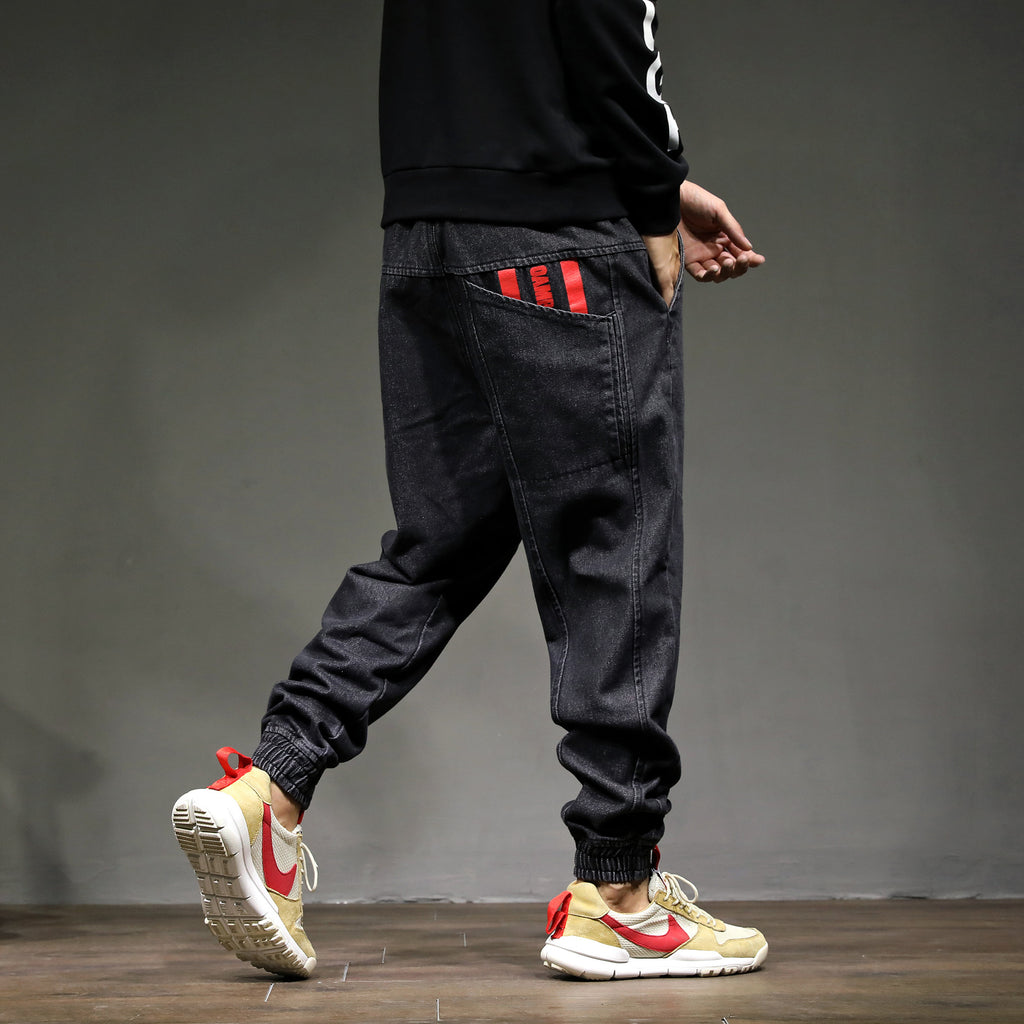 Plus Size Loose Fit Denim Joggers for Men