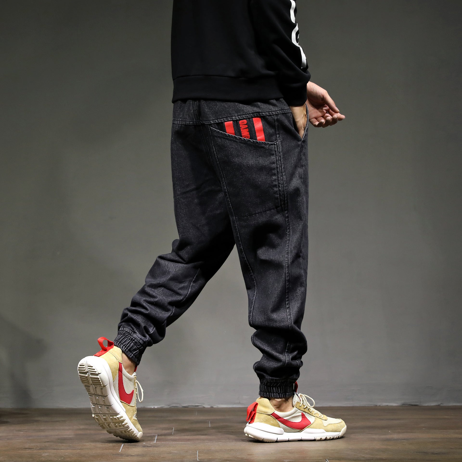 Plus Size Loose Fit Denim Joggers for Men