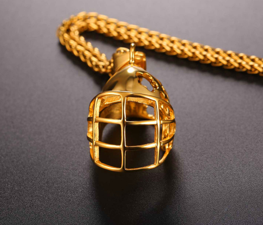 Stainless Steel Football Cap Pendant Necklace