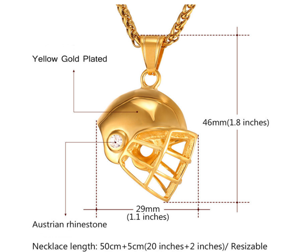 Stainless Steel Football Cap Pendant Necklace