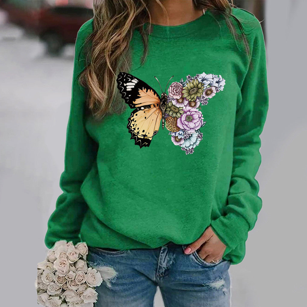 Butterfly Motif Round Neck Sweater