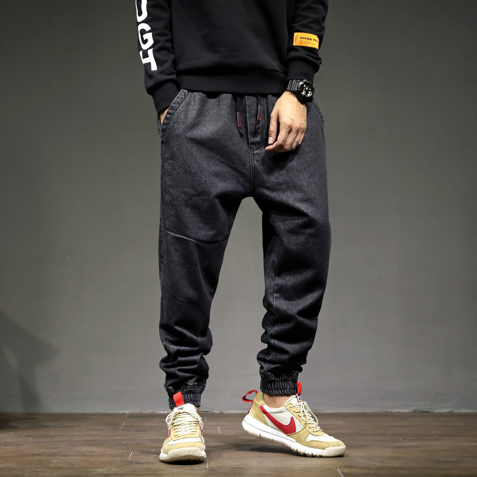 Plus Size Loose Fit Denim Joggers for Men