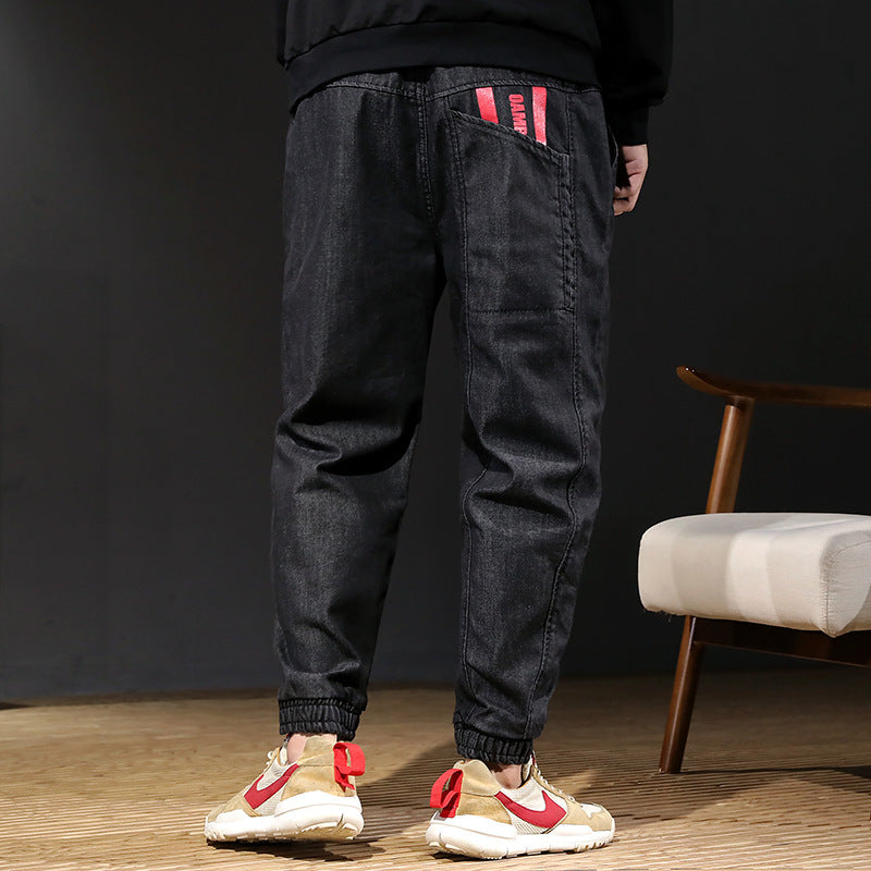 Plus Size Loose Fit Denim Joggers for Men