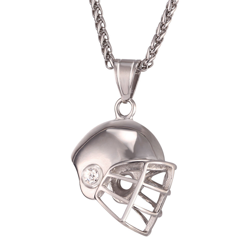 Stainless Steel Football Cap Pendant Necklace