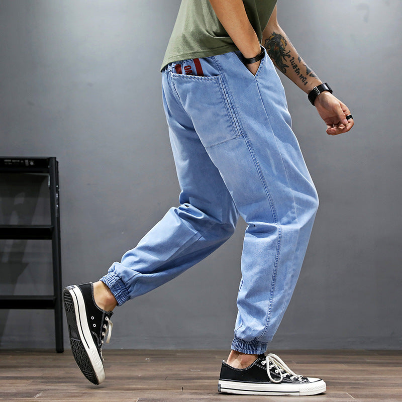 Plus Size Loose Fit Denim Joggers for Men