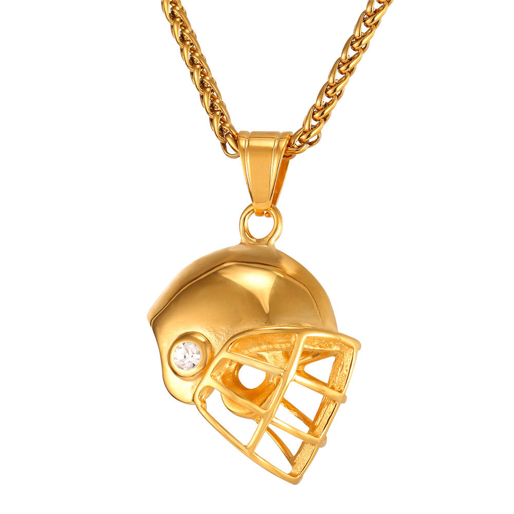 Stainless Steel Football Cap Pendant Necklace