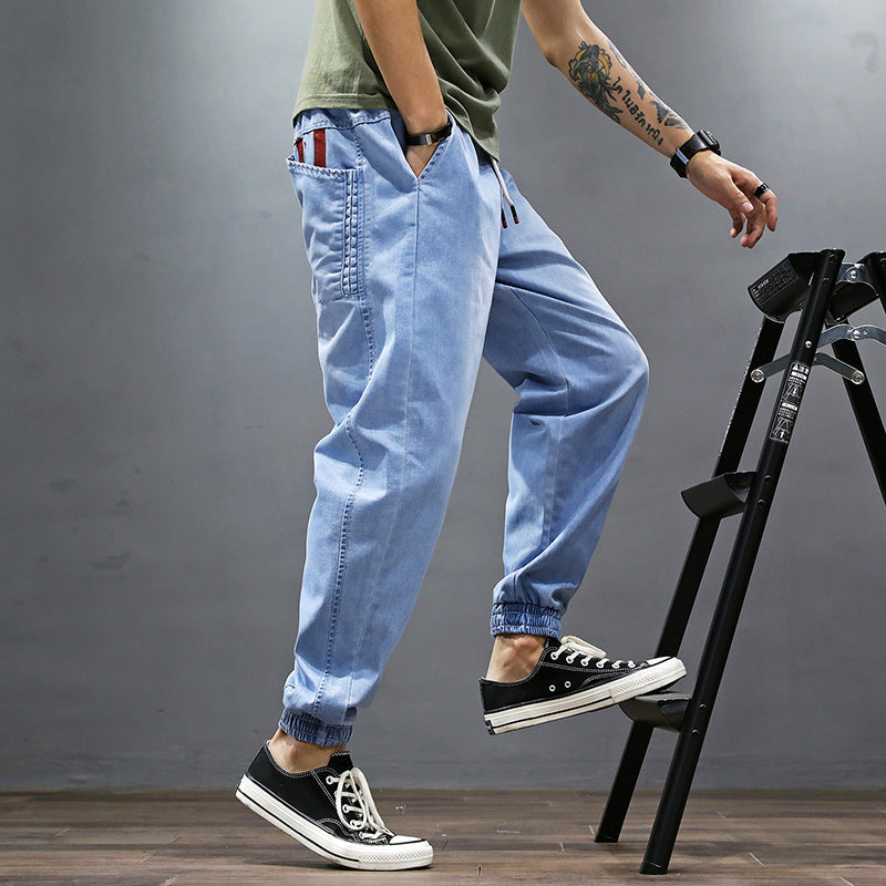 Plus Size Loose Fit Denim Joggers for Men