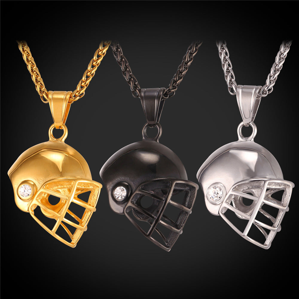 Stainless Steel Football Cap Pendant Necklace