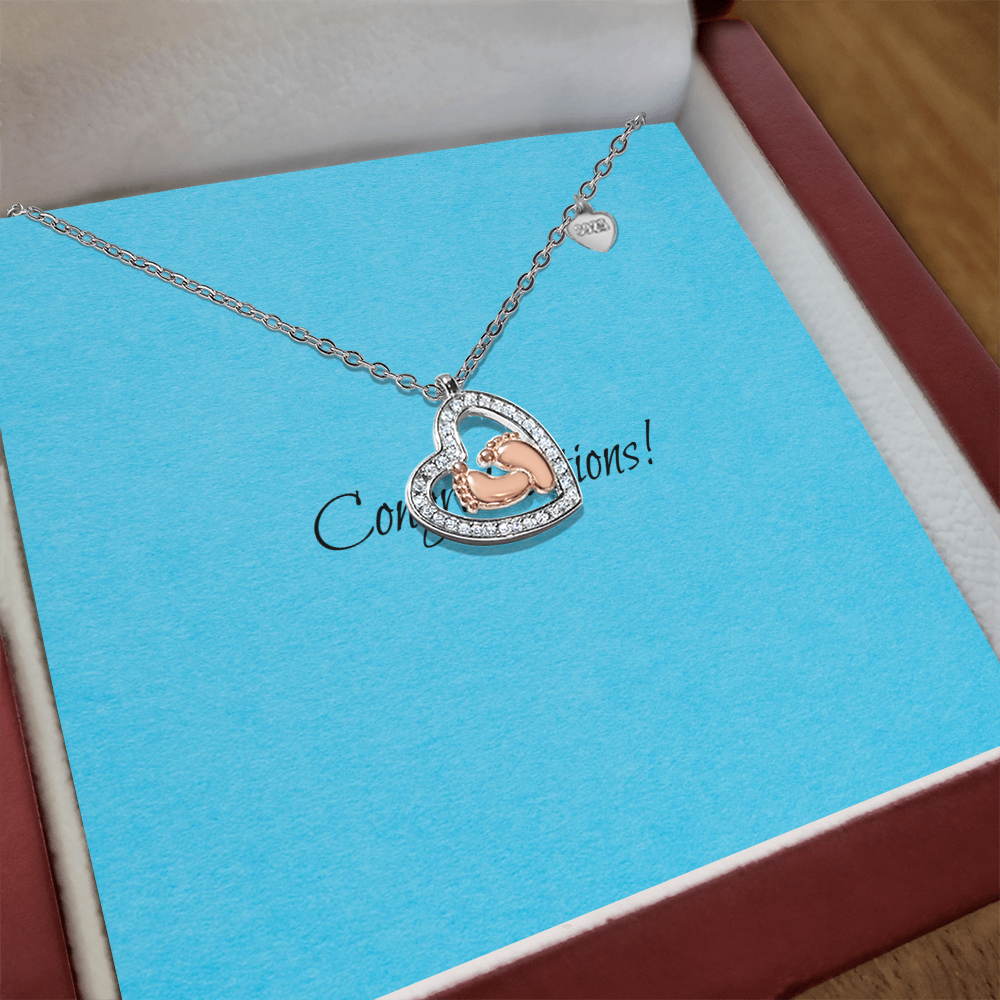 Baby Feet Heart Necklace