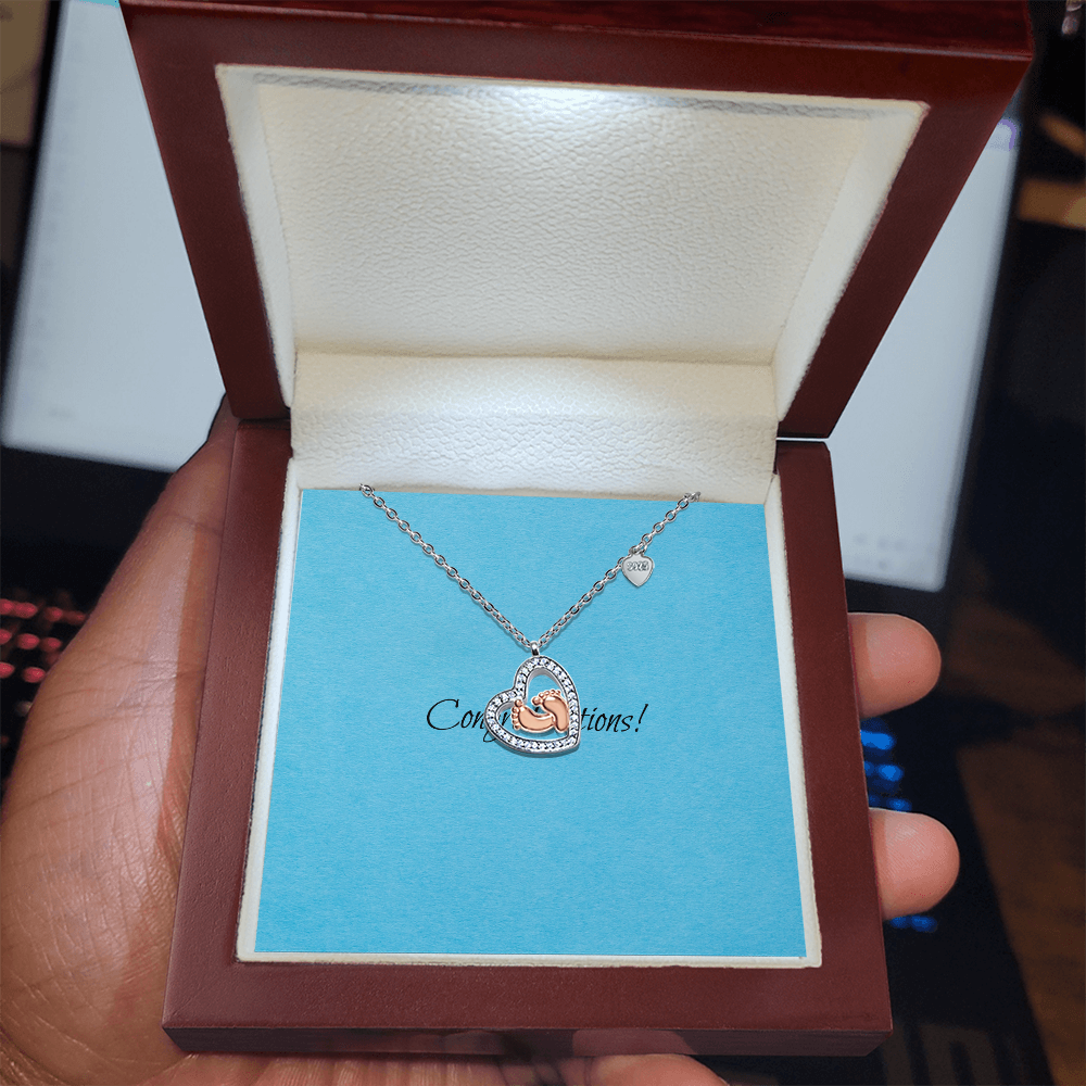 Baby Feet Heart Necklace