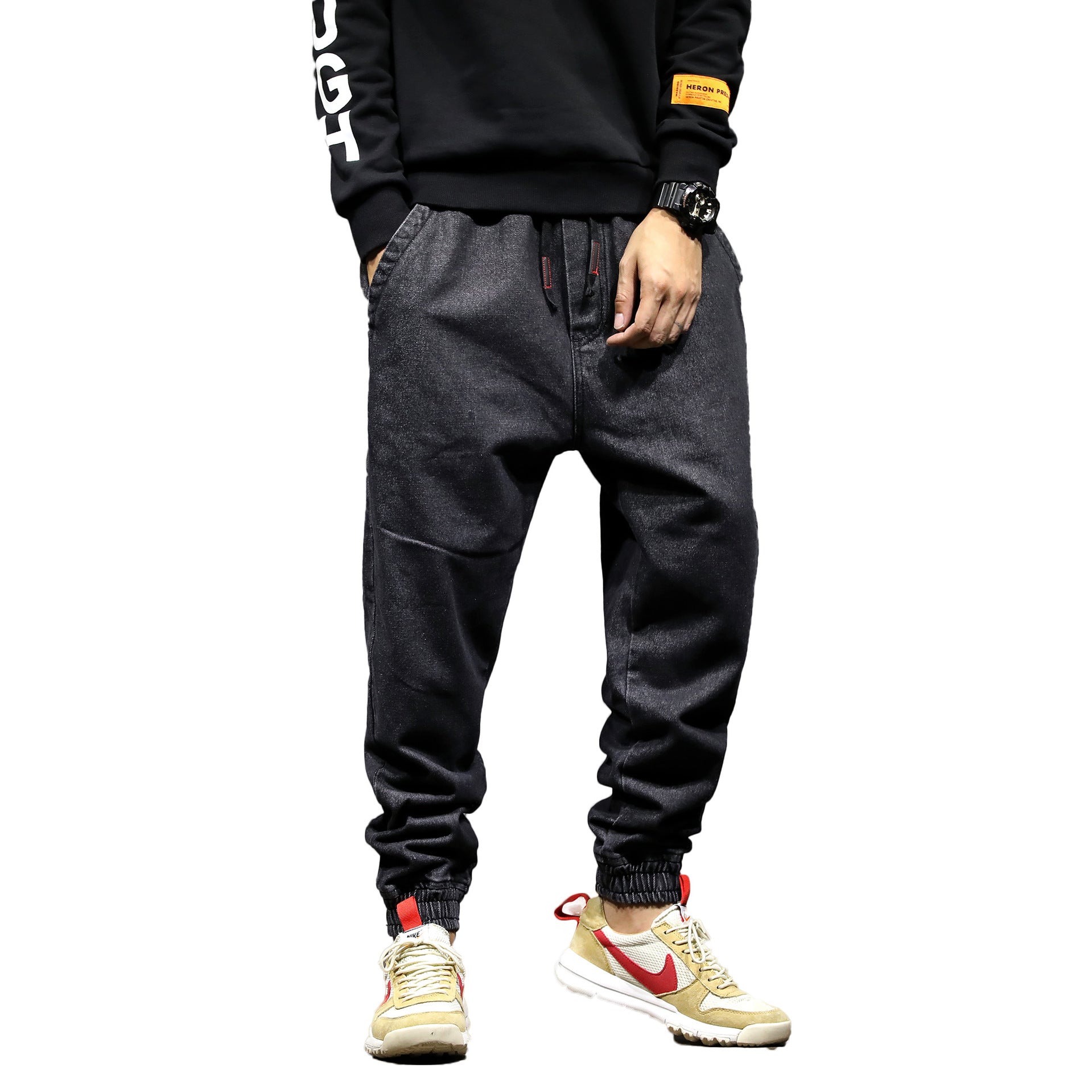 Plus Size Loose Fit Denim Joggers for Men