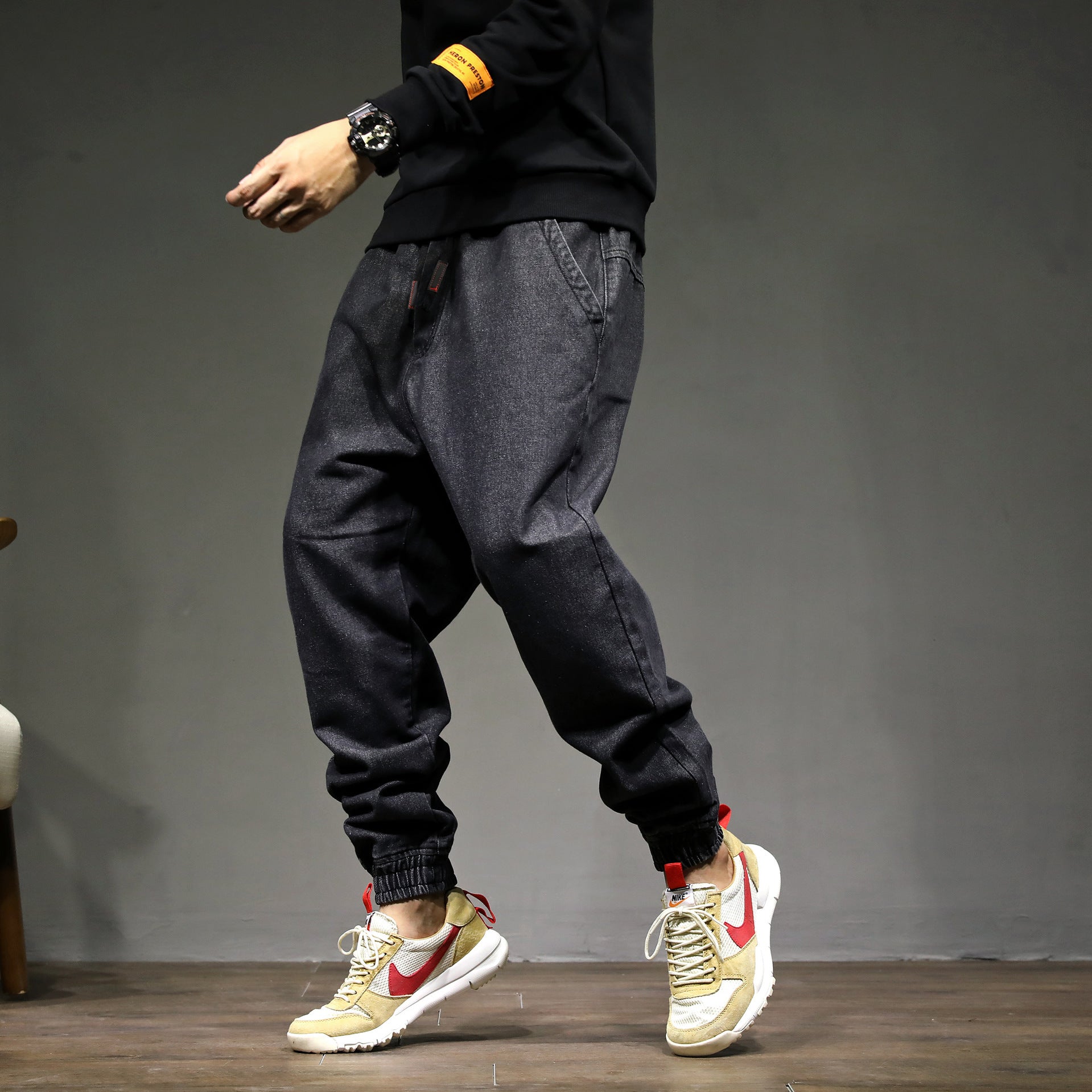 Plus Size Loose Fit Denim Joggers for Men