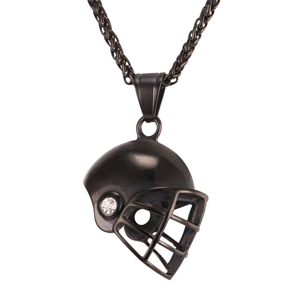 Stainless Steel Football Cap Pendant Necklace
